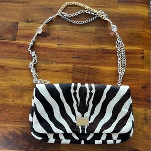 Dolce & Gabbana Miss Charles Zebra pony chain shoulder bag excellent 100% auth